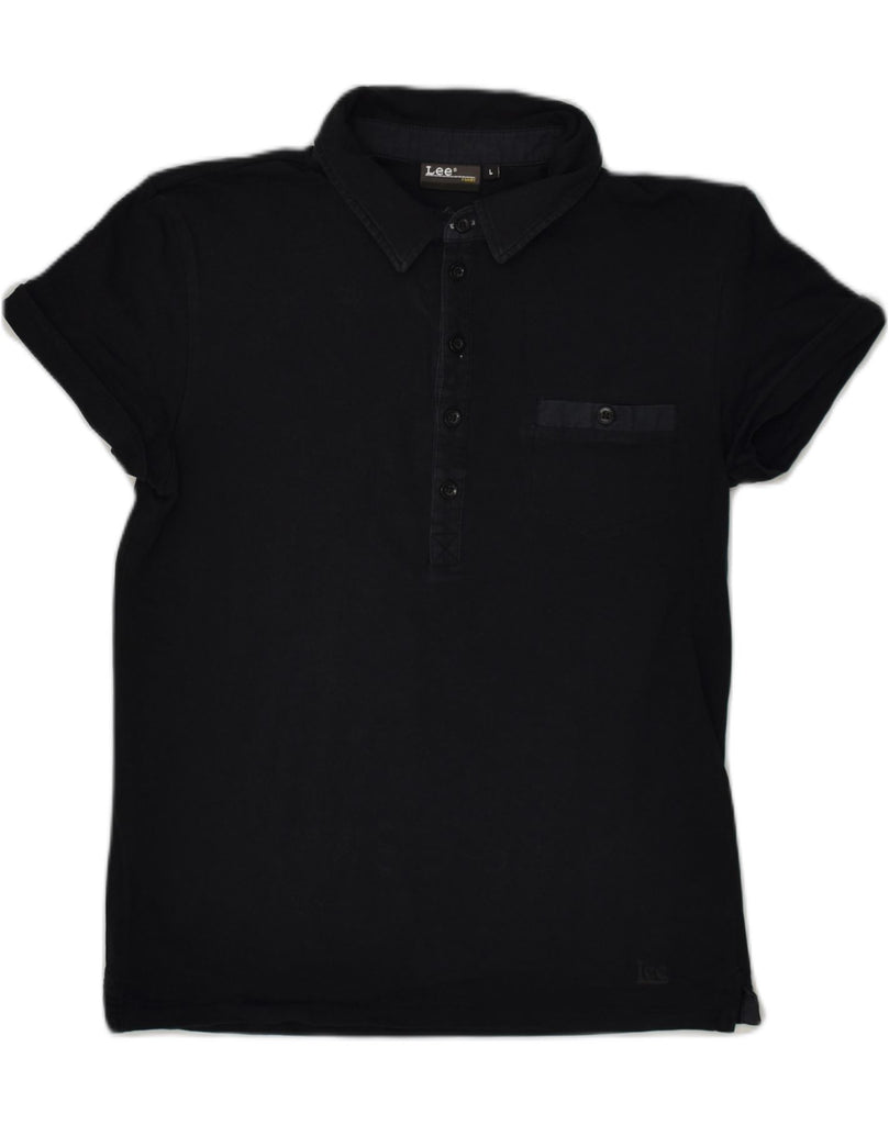 LEE Mens Slim Polo Shirt Large Black Cotton | Vintage Lee | Thrift | Second-Hand Lee | Used Clothing | Messina Hembry 