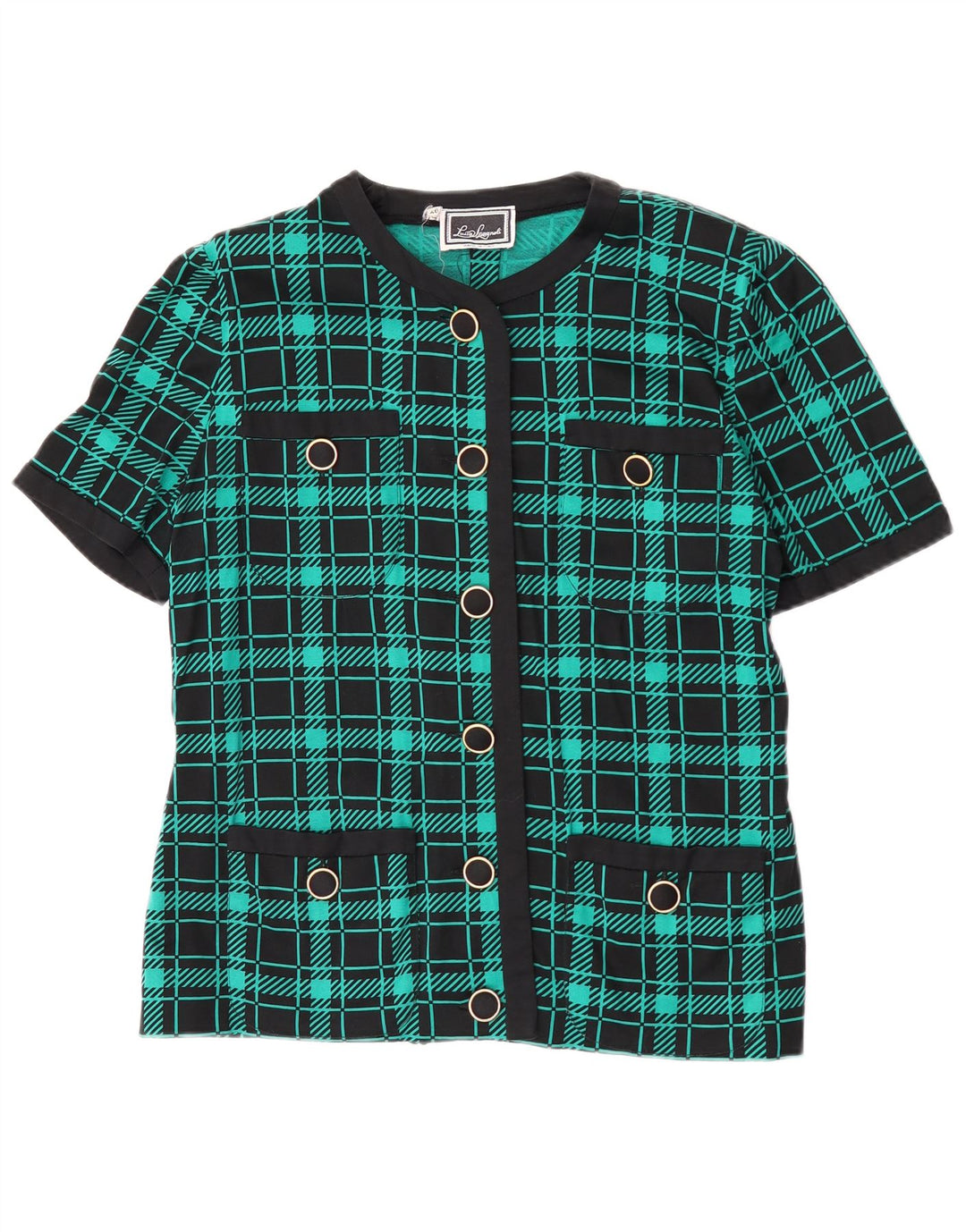 Luisa Spagnoli Womens 6 Button Blazer Jacket IT 46 Large Turquoise Check