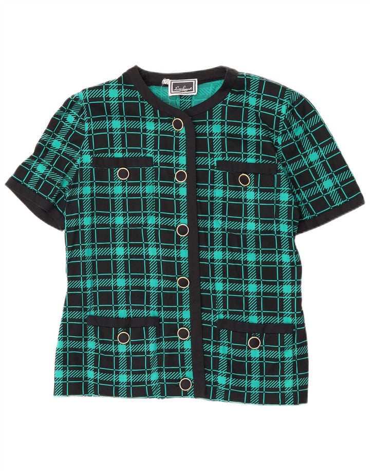 Luisa Spagnoli Womens 6 Button Blazer Jacket IT 46 Large Turquoise Check