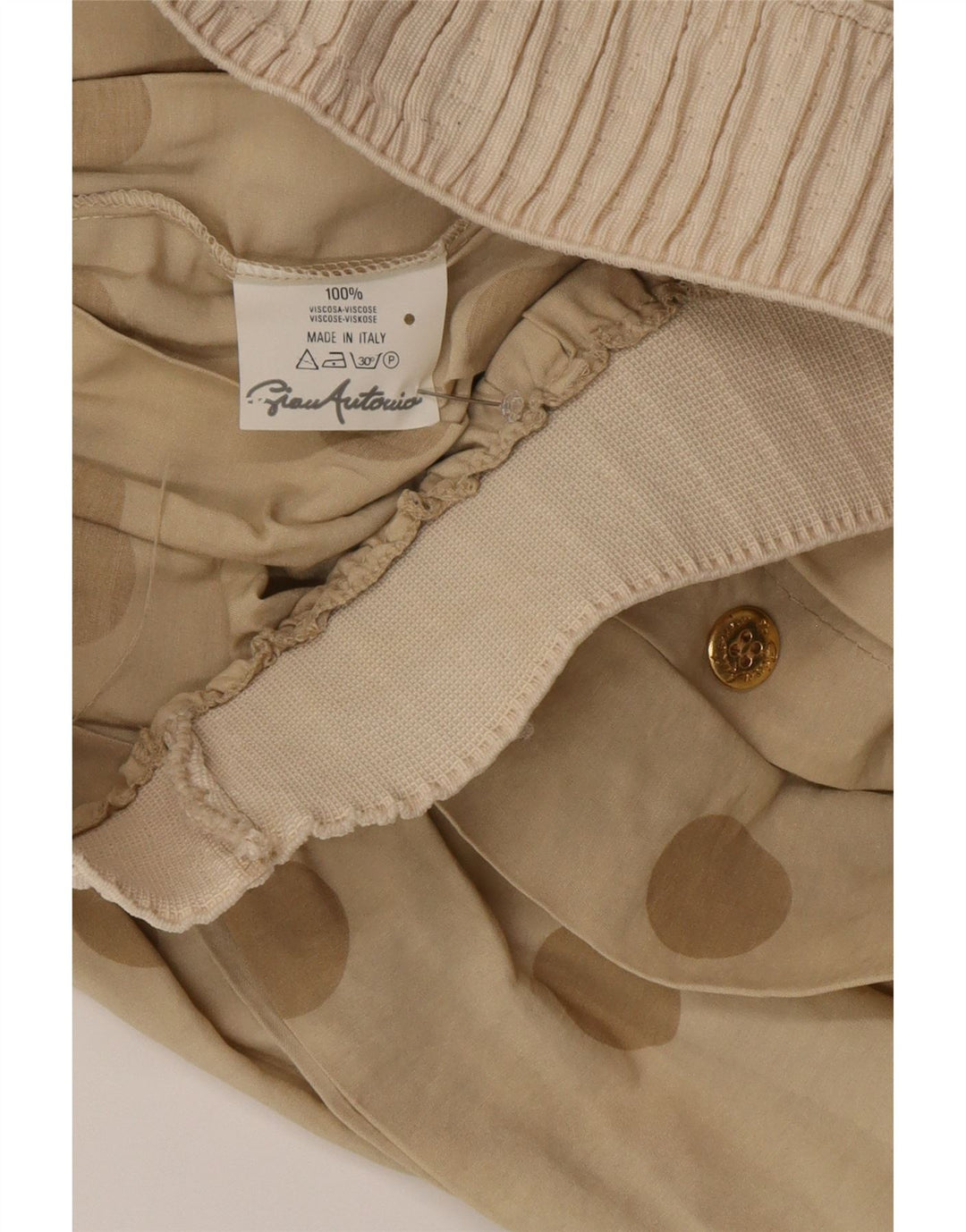 Vintage Womens High Waist Cullotes Shorts W28 Medium Beige Polka Dot