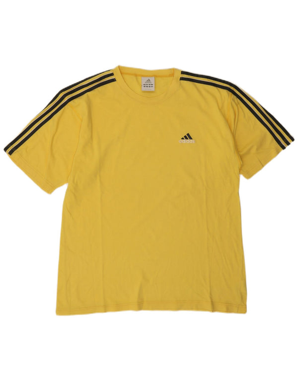 Adidas Mens T-Shirt Top UK 42/44 Large Yellow Cotton