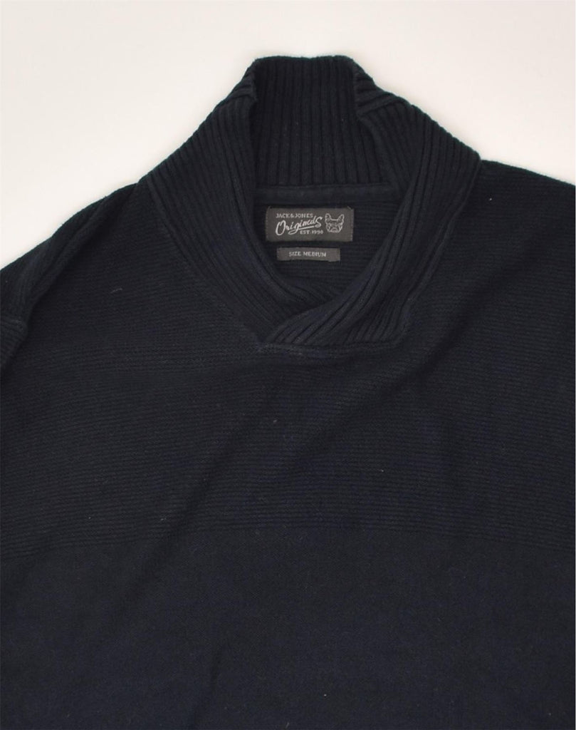 JACK & JONES Mens Shawl Neck Jumper Sweater Medium Navy Blue Cotton | Vintage Jack & Jones | Thrift | Second-Hand Jack & Jones | Used Clothing | Messina Hembry 