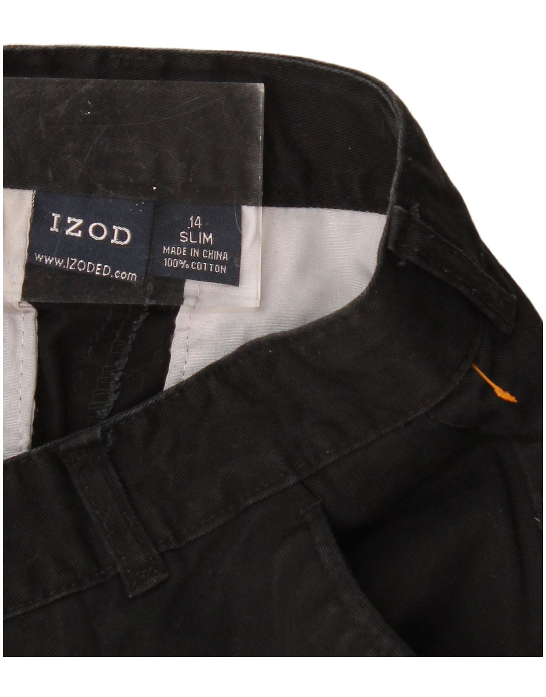 IZOD Boys Straight Chino Trousers 13-14 Years W26 L28 Black Cotton