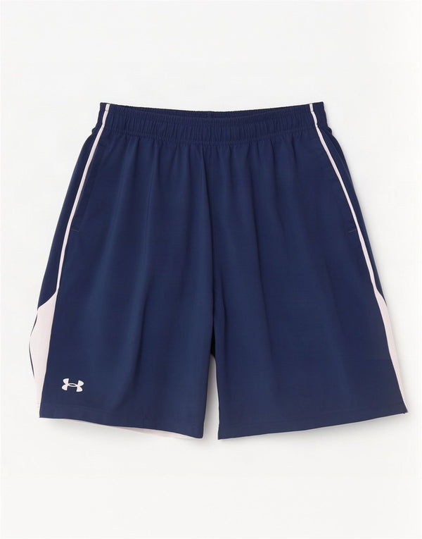 Under Armour Mens Loose Fit Sport Shorts Large Navy Blue Colourblock