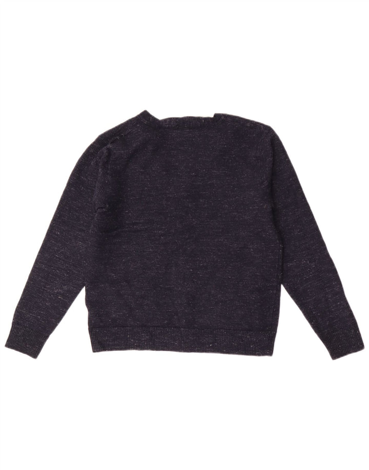 J. Crew Mens Slim Fit Cardigan Sweater Medium Navy Blue Flecked Wool