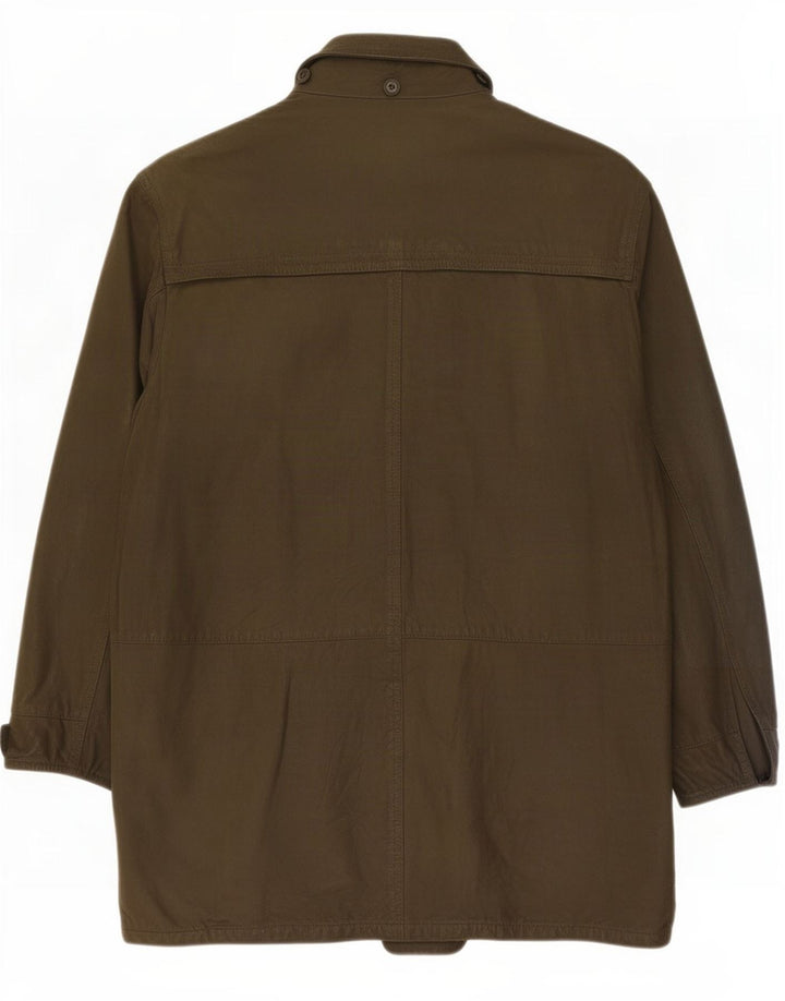 Vintage Mens Leather Coat IT 48 Medium Khaki