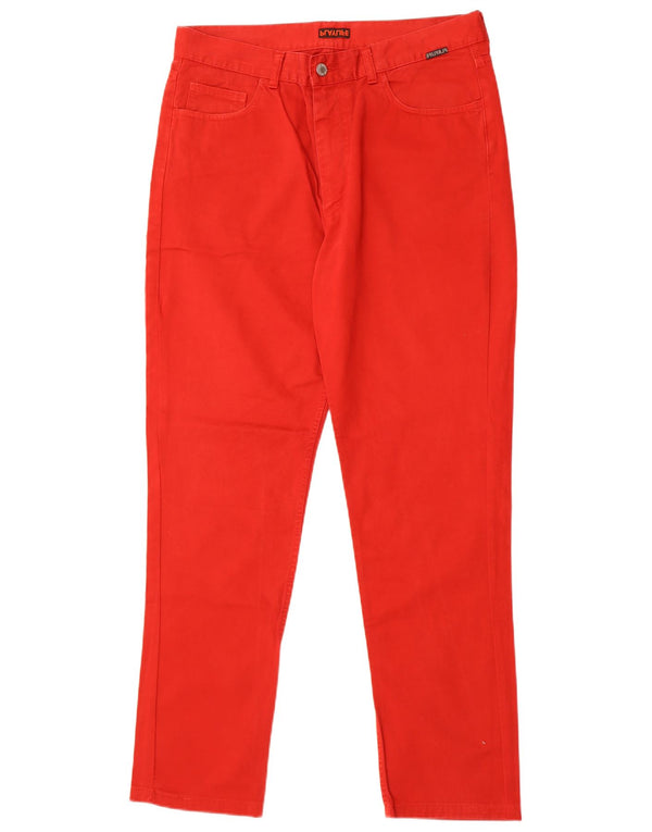 Playlife Mens Tapered Casual Trousers IT 52 XL W32 L31 Red Cotton