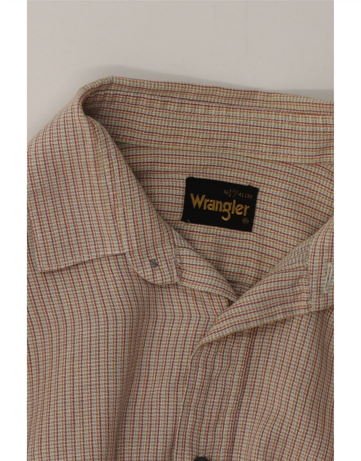 WRANGLER Mens Flannel Shirt Size 16 1/2 41 Large Beige Striped