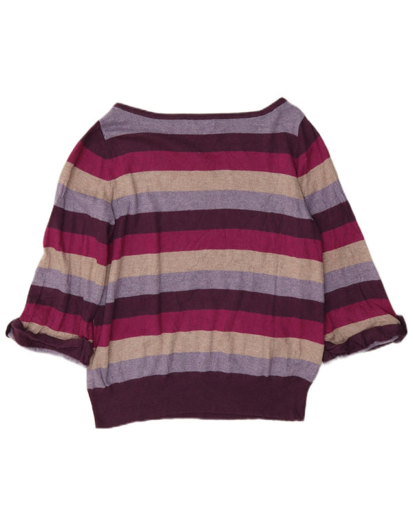 Marks & Spencer Womens Boat Neck Jumper Sweater UK 14 Medium Purple Striped