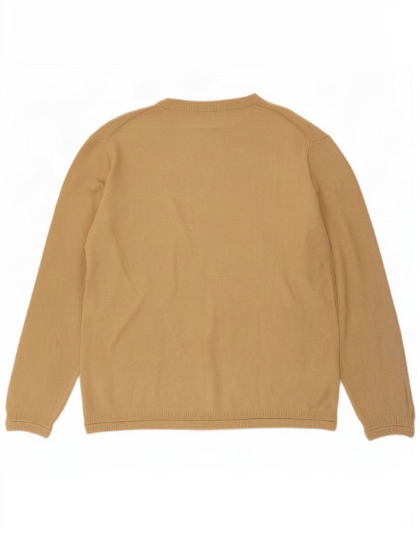 Gas Mens V-Neck Jumper Sweater 2XL Beige Cotton
