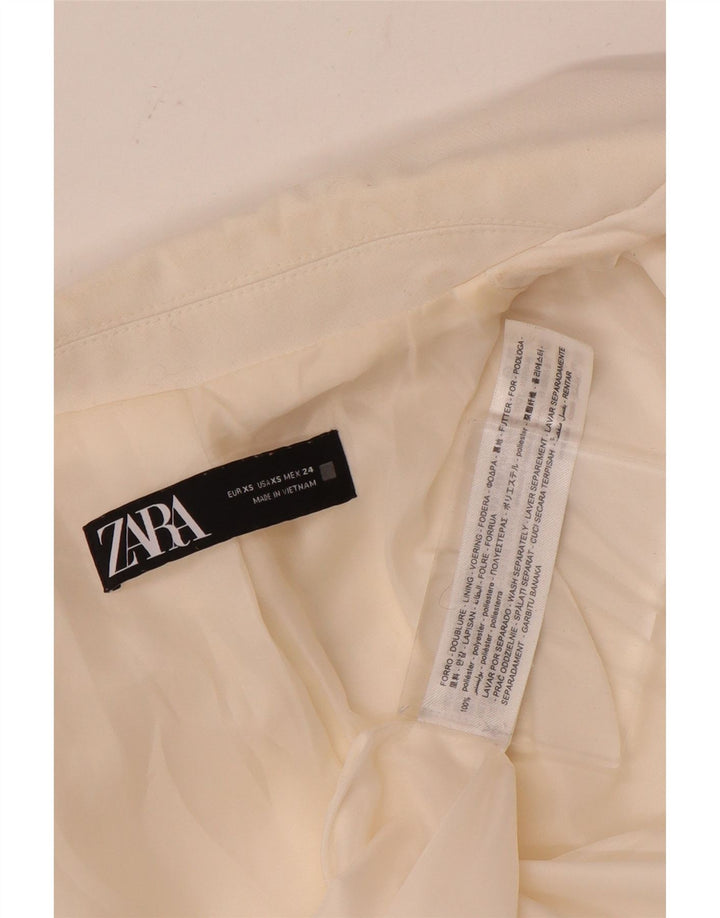 Zara Womens Oversized Double Breasted Blazer Jacket UK 6 XS White Polyester