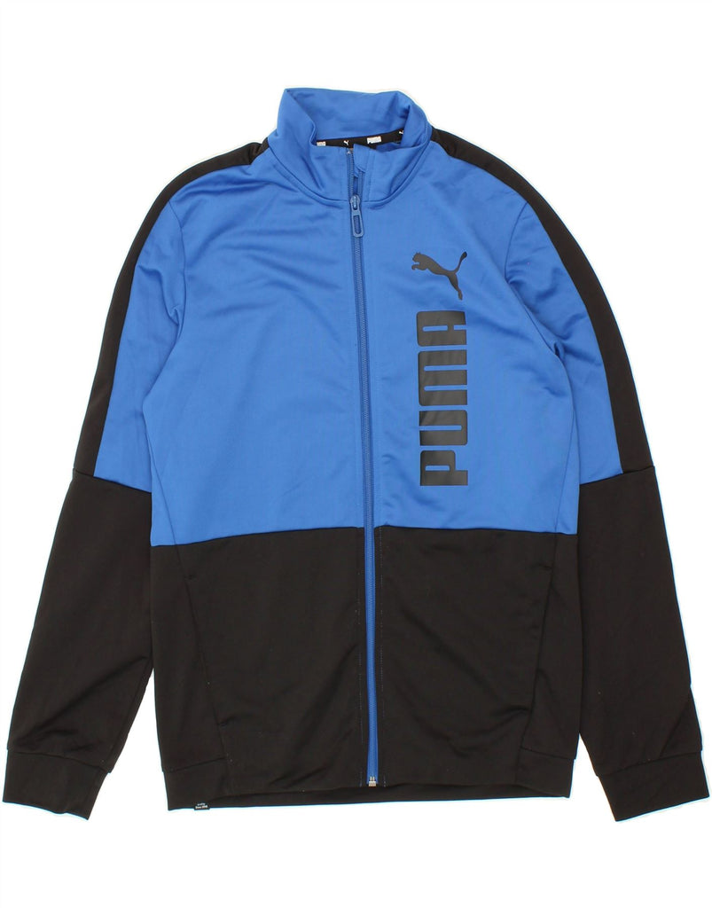 PUMA Boys Graphic Tracksuit Top Jacket 13-14 Years XL Blue Colourblock Vintage Puma and Second-Hand Puma from Messina Hembry 