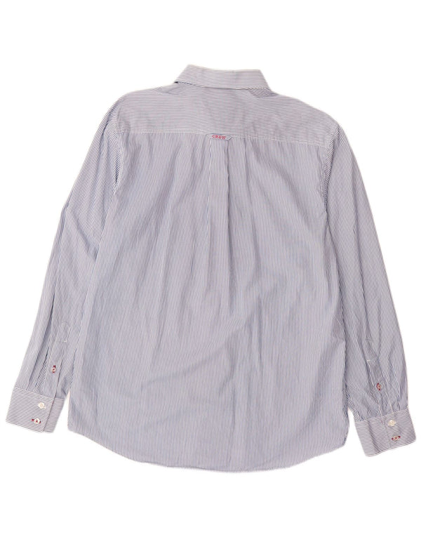 CREW CLOTHING Mens Classic Fit Shirt Large Blue Pinstripe Cotton