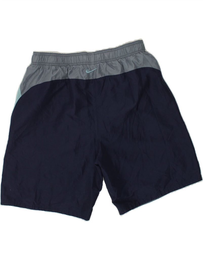 NIKE Mens Swimming Shorts Large Navy Blue Colourblock Polyester | Vintage Nike | Thrift | Second-Hand Nike | Used Clothing | Messina Hembry 
