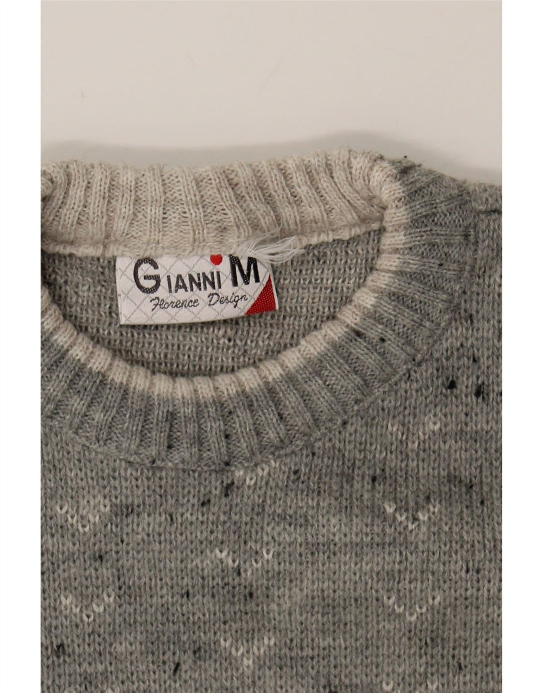 GIANNI Mens Crew Neck Jumper Sweater Large Grey Fair Isle Acrylic Vintage Gianni and Second-Hand Gianni from Messina Hembry 