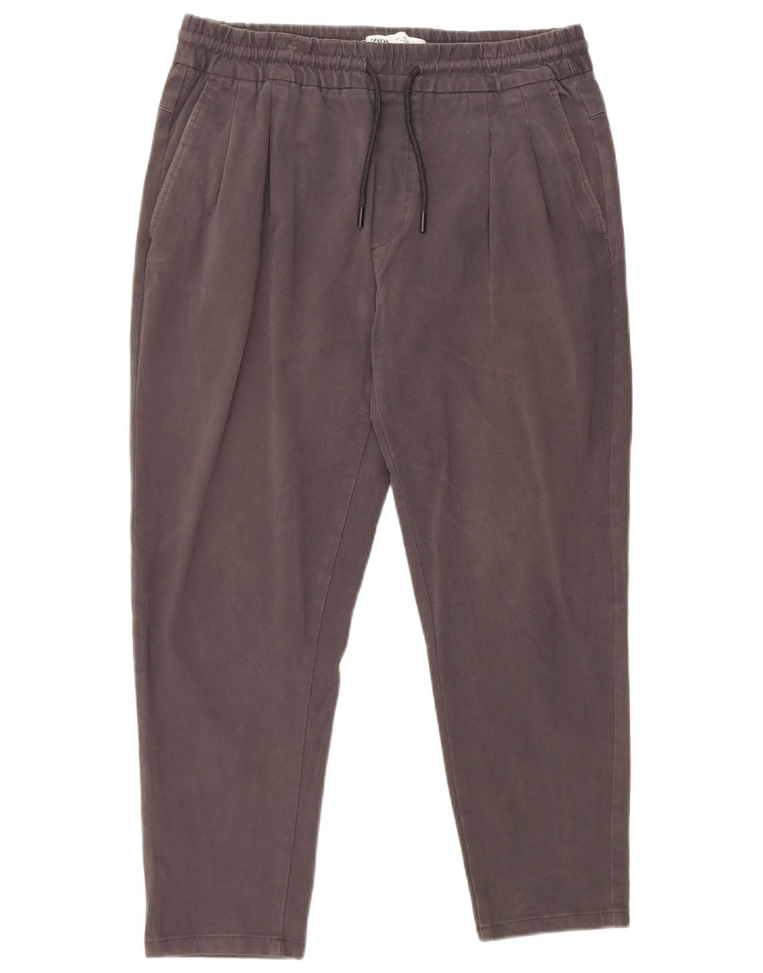Zara Mens Pegged Cropped Trousers W32 L25 Grey Cotton