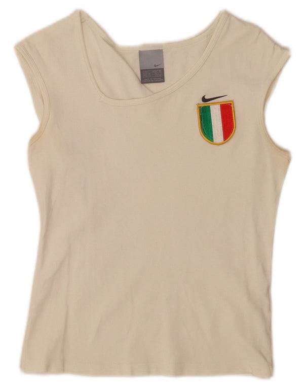 Nike Womens Italia Crop Vest Top UK 8 Small White Cotton