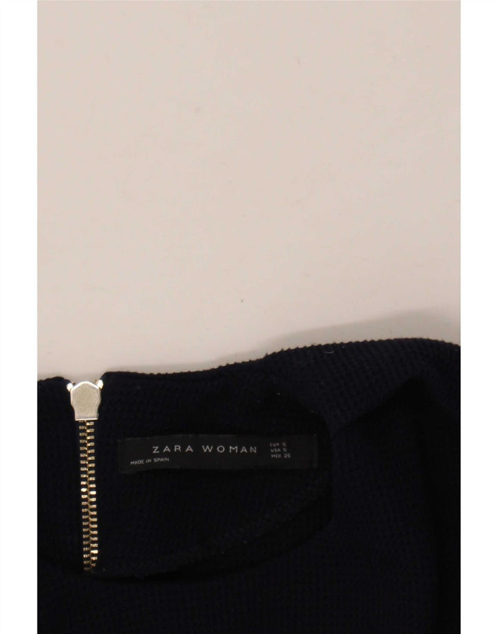 Zara Womens Blouse Top UK 10 Small Navy Blue