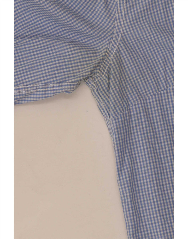 Benetton Womens Shirt UK 12 Medium Blue Gingham