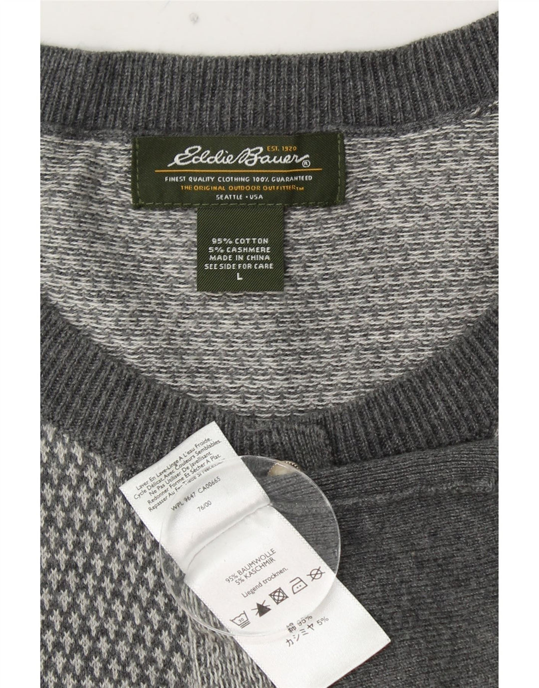 EDDIE BAUER Womens Cardigan Sweater UK 14 Large Grey Cotton