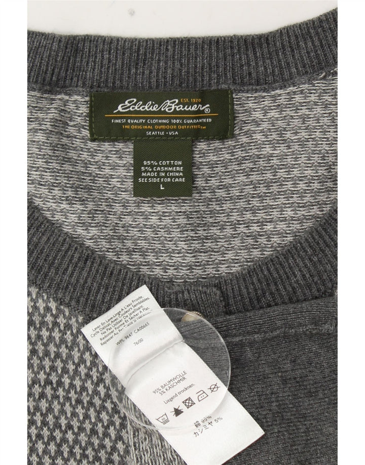 EDDIE BAUER Womens Cardigan Sweater UK 14 Large Grey Cotton