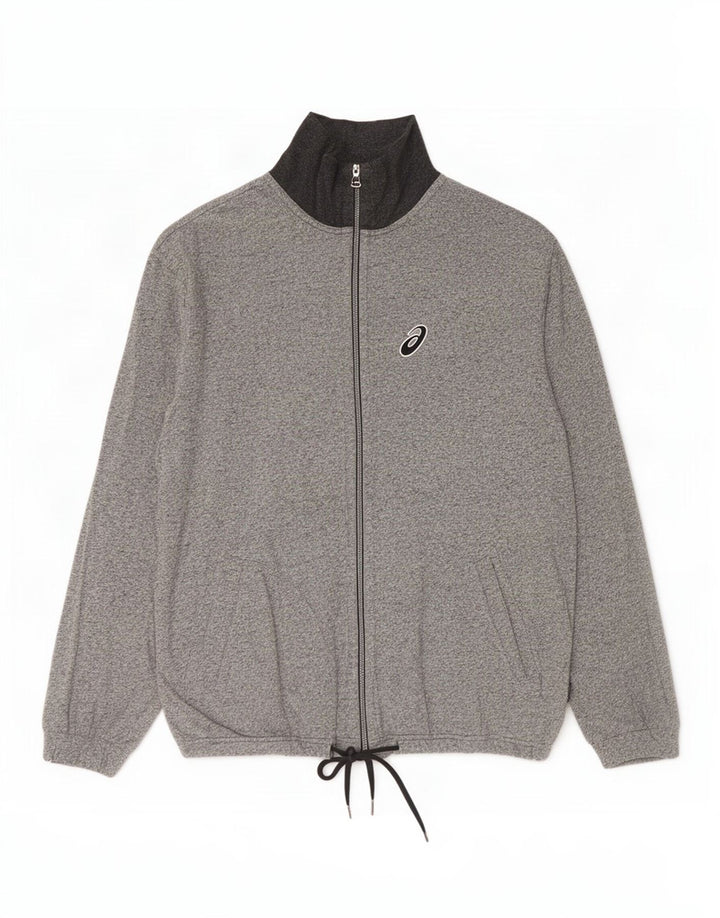 Asics Womens Tracksuit Top Jacket UK 16 Large Grey Colourblock Cotton