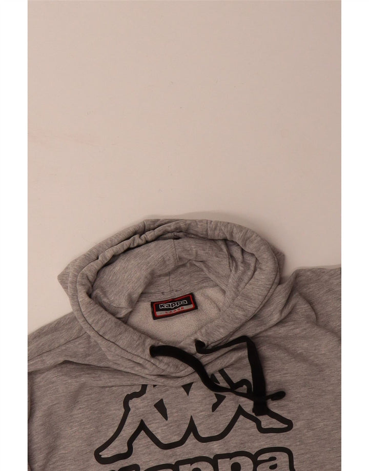 KAPPA Mens Graphic Hoodie Jumper Large Grey Cotton