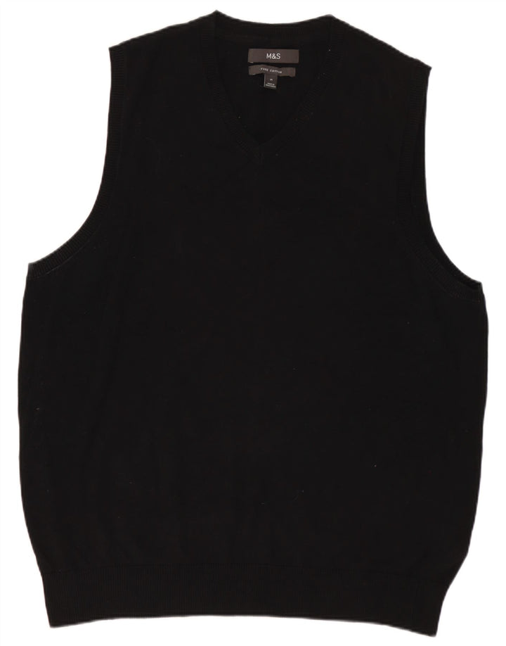 Marks & Spencer Mens Vest Tank Top Medium Black Cotton