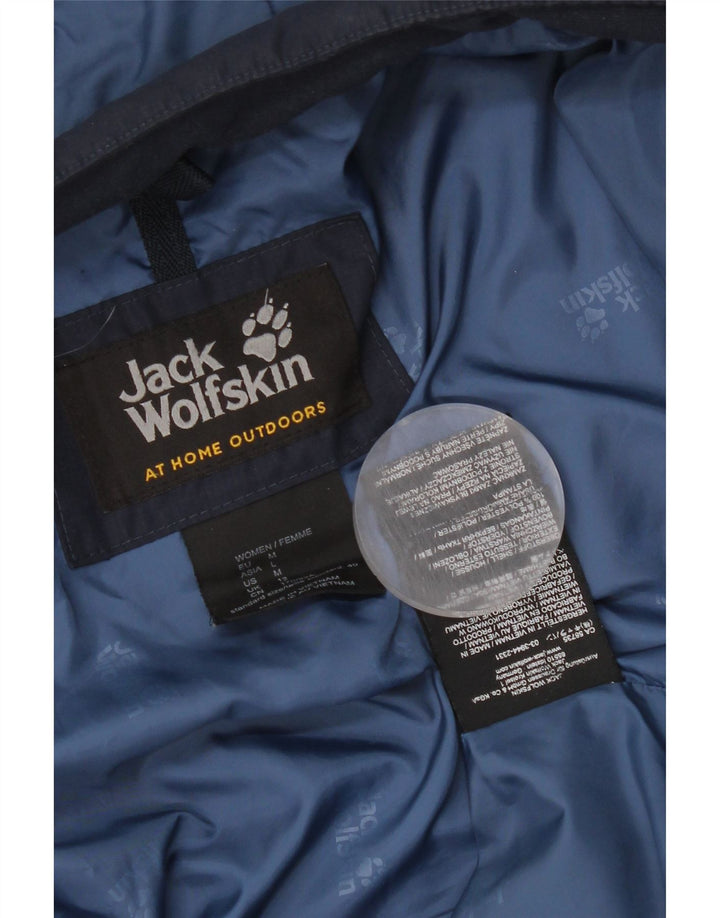 Jack Wolfskin Womens Hooded Padded Coat UK 12 Medium Navy Blue Polyester