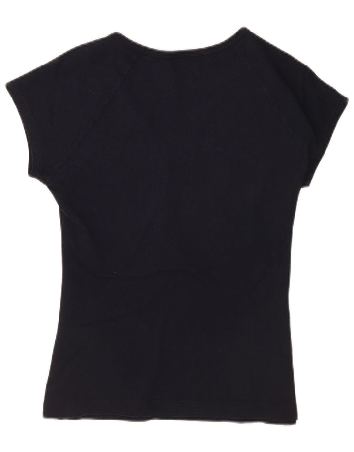 Lacoste Womens T-Shirt Top Size 42 Large Navy Blue Cotton