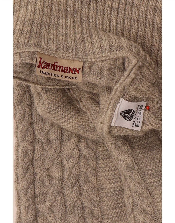 Kaufmann Mens Zip Neck Jumper Sweater IT 46 Small Beige Wool