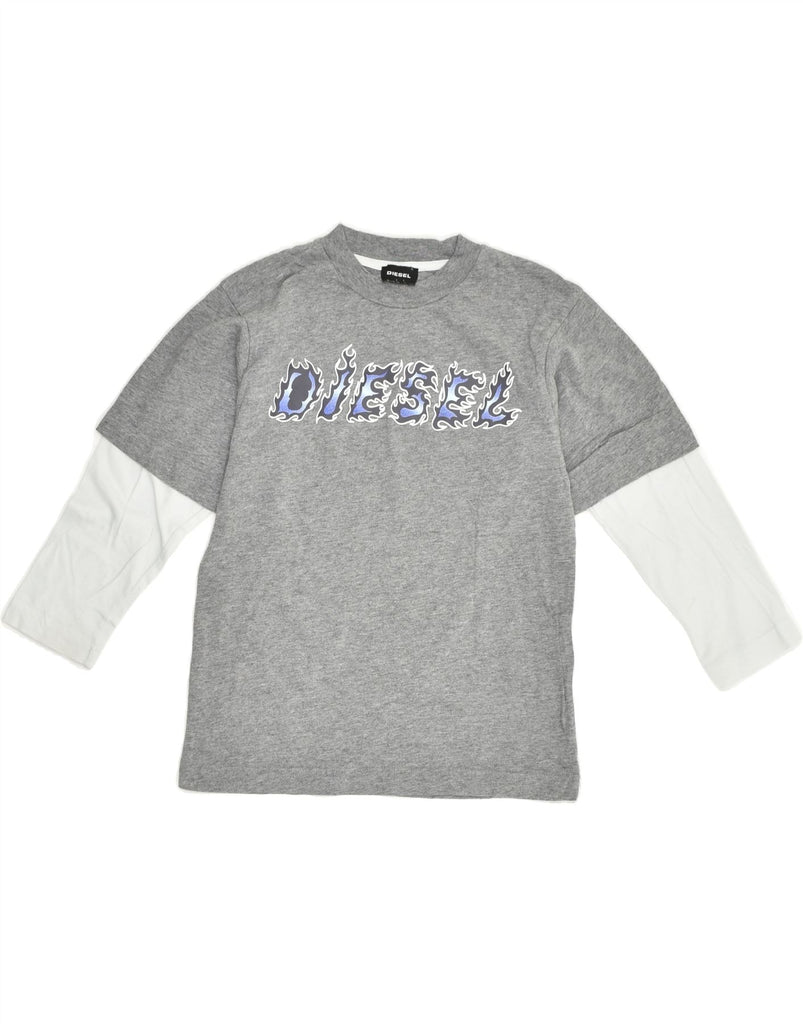 DIESEL Boys Graphic Top Long Sleeve 5-6 Years Grey Colourblock | Vintage Diesel | Thrift | Second-Hand Diesel | Used Clothing | Messina Hembry 