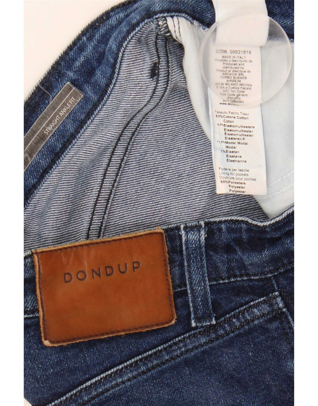 Dondup Womens Straight Jeans W28 L27 Navy Blue Cotton