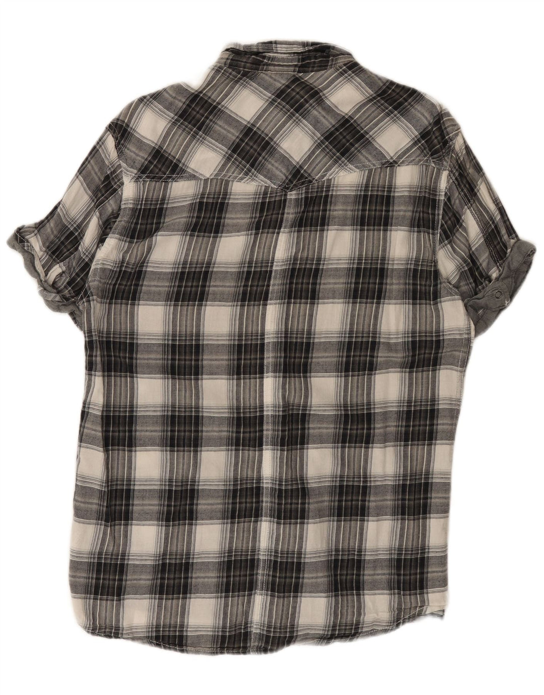 Jack & Jones Mens Short Sleeve Flannel Shirt Large Grey Check Cotton