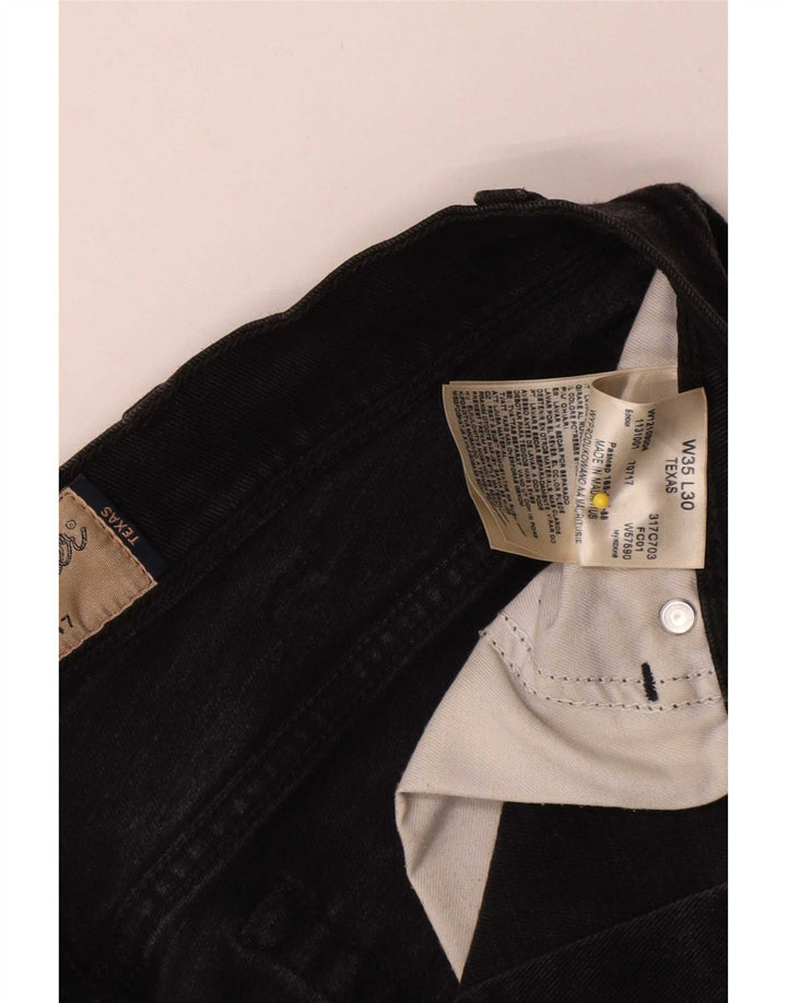 Wrangler Mens Texas Straight Jeans W35 L30 Black Cotton