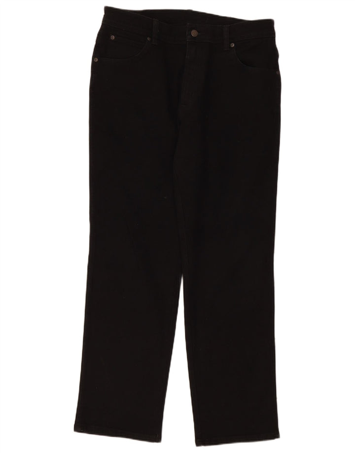 Wrangler Mens Regular Straight Jeans W34 L30 Black Cotton
