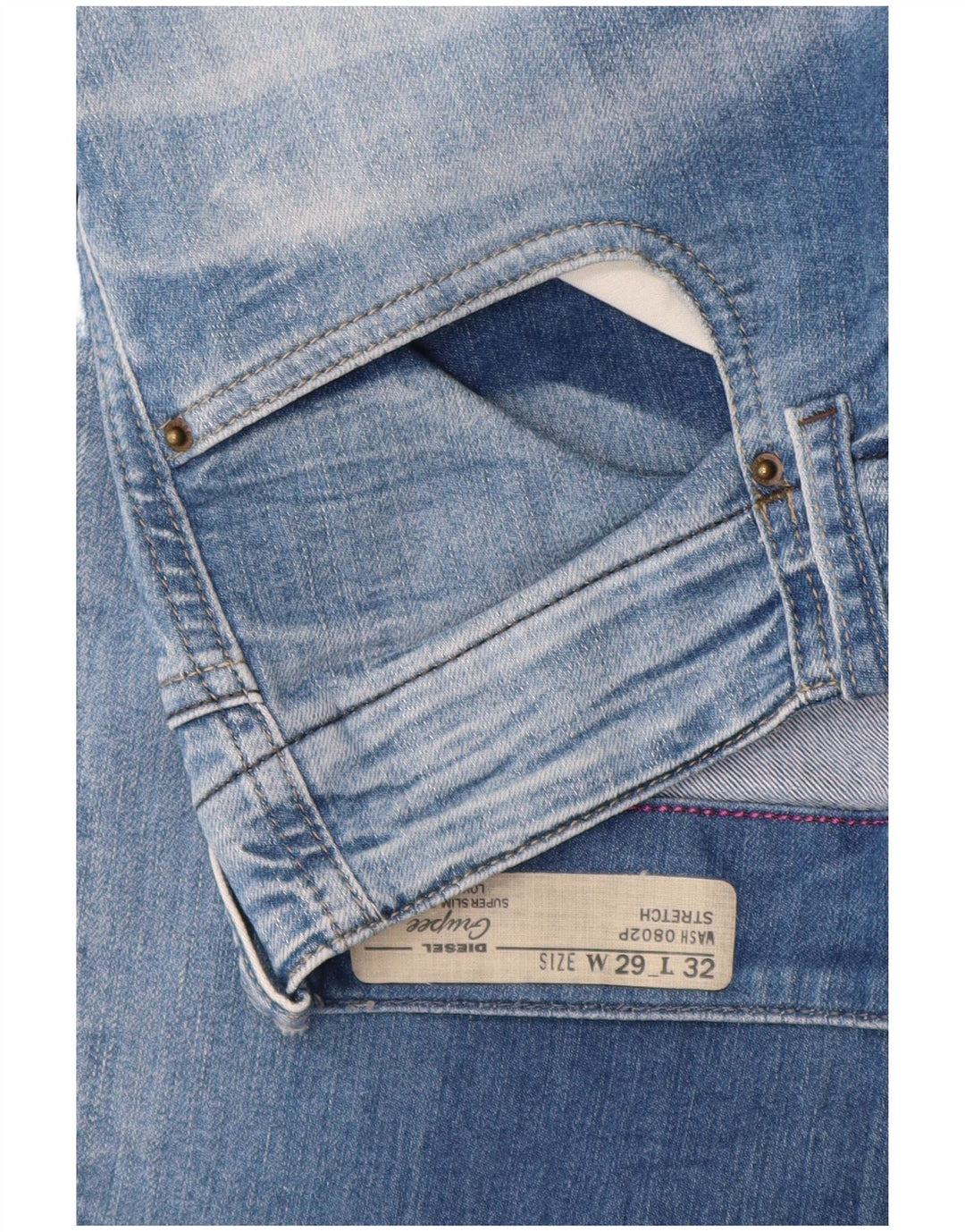 Diesel Womens Grupee Super Slim Jeans W29 L32 Blue Cotton