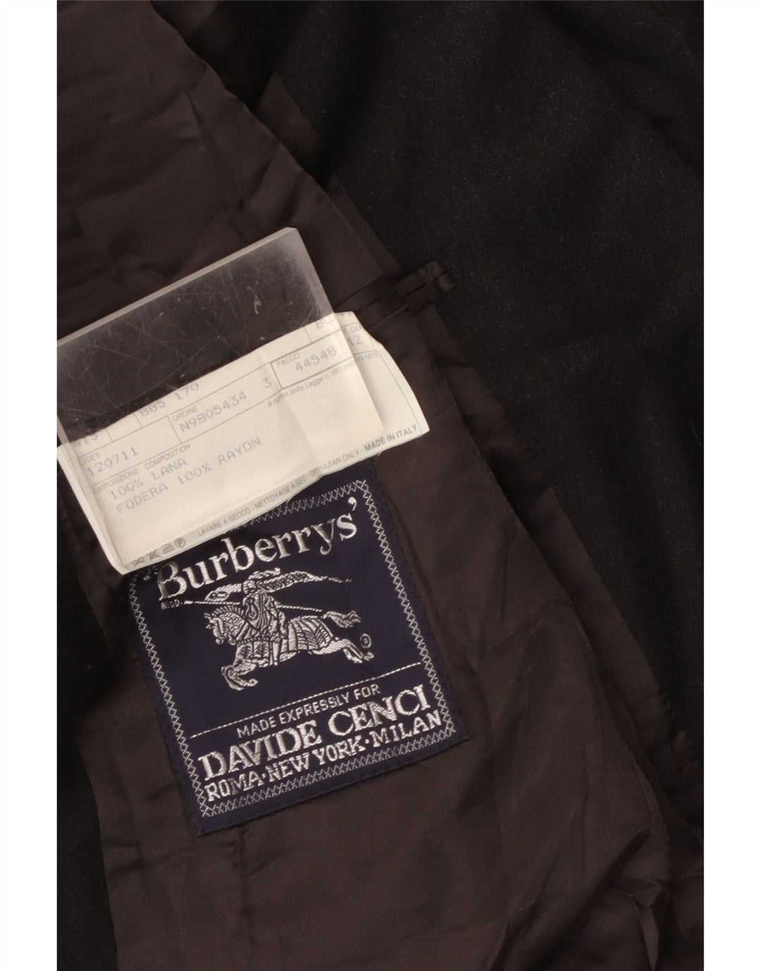 Burberrys Mens 3 Button Blazer Jacket IT 52 Large Black Wool