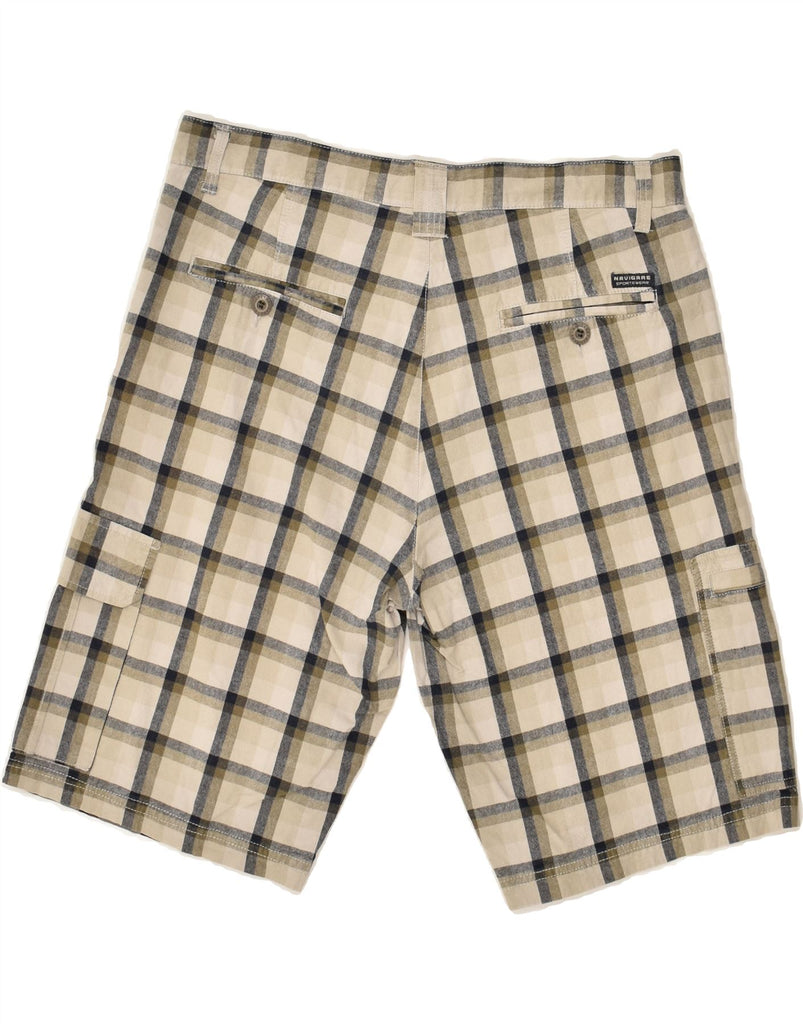 NAVIGARE Mens Cargo Shorts IT 52 XL W36  Beige Check Cotton | Vintage Navigare | Thrift | Second-Hand Navigare | Used Clothing | Messina Hembry 