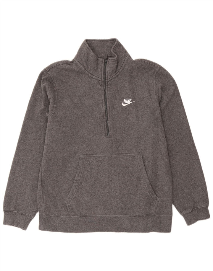 Nike Mens Zip Neck Sweatshirt Jumper Medium Grey Flecked Cotton
