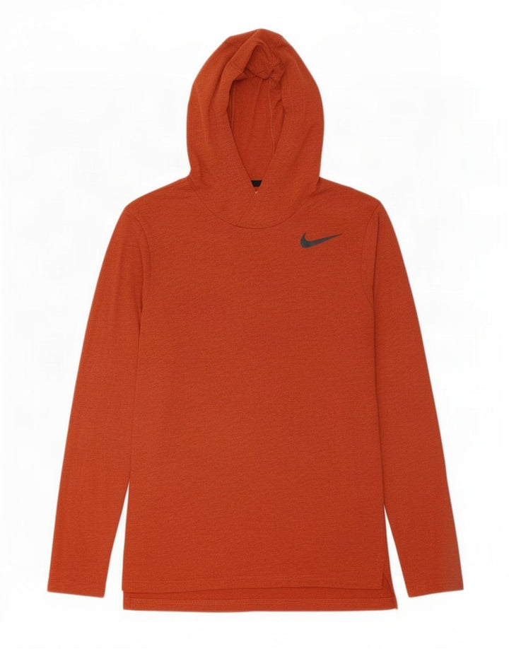 Nike Mens Hooded Top Long Sleeve Small Orange Polyester