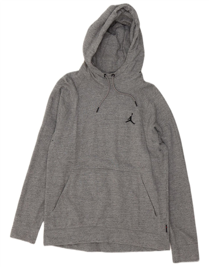 Jordan Mens Hoodie Jumper Large Grey Flecked Cotton