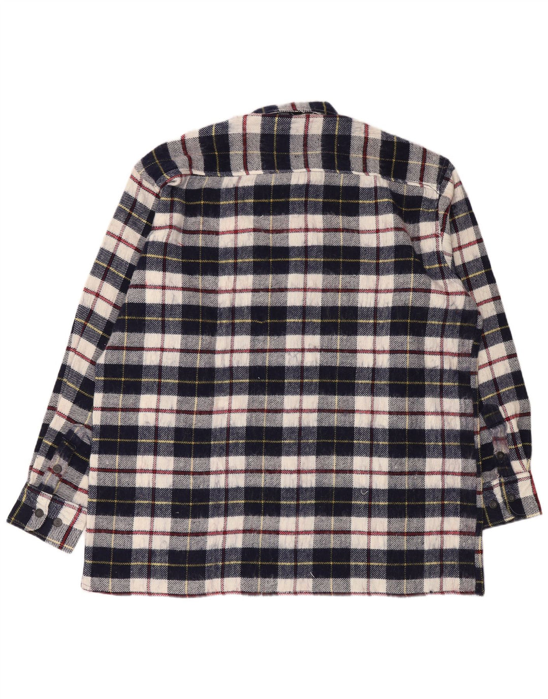 Hanover Mens Flannel Shirt Size 45/46 2XL Navy Blue Check Acrylic
