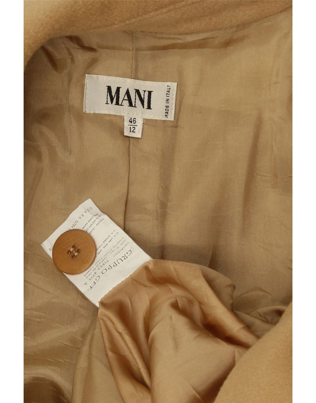 MANI Womens Overcoat IT 46 Large Beige Wool