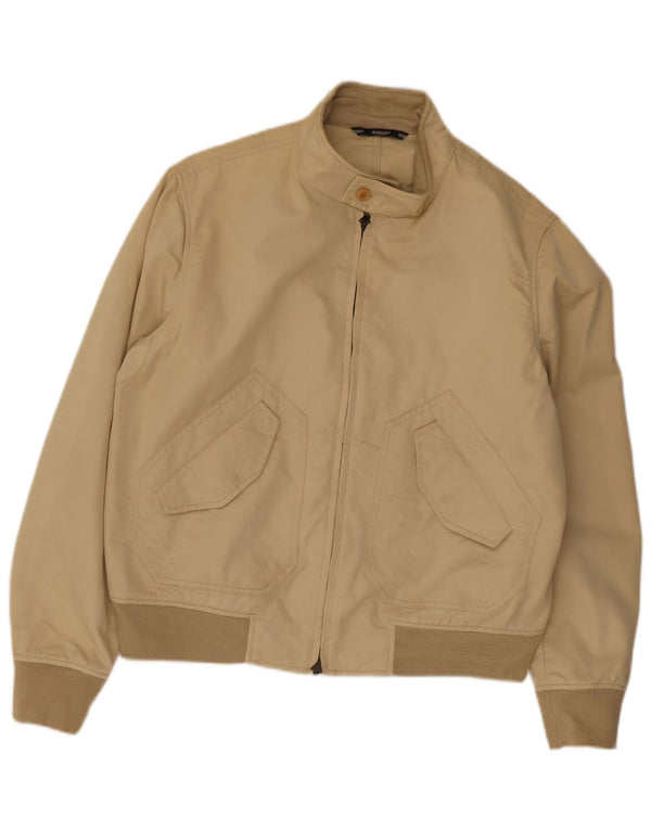Jeckerson Mens Bomber Jacket UK 42 XL Beige Cotton