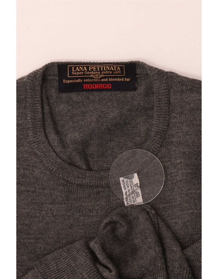Rodrigo Mens Crew Neck Jumper Sweater IT 52 Large Grey Virgin Wool