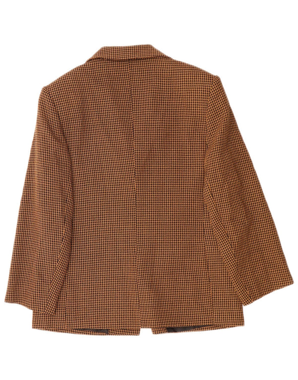 DIANA GALLESI Womens 3 Button Blazer Jacket UK 14 Large Brown Houndstooth