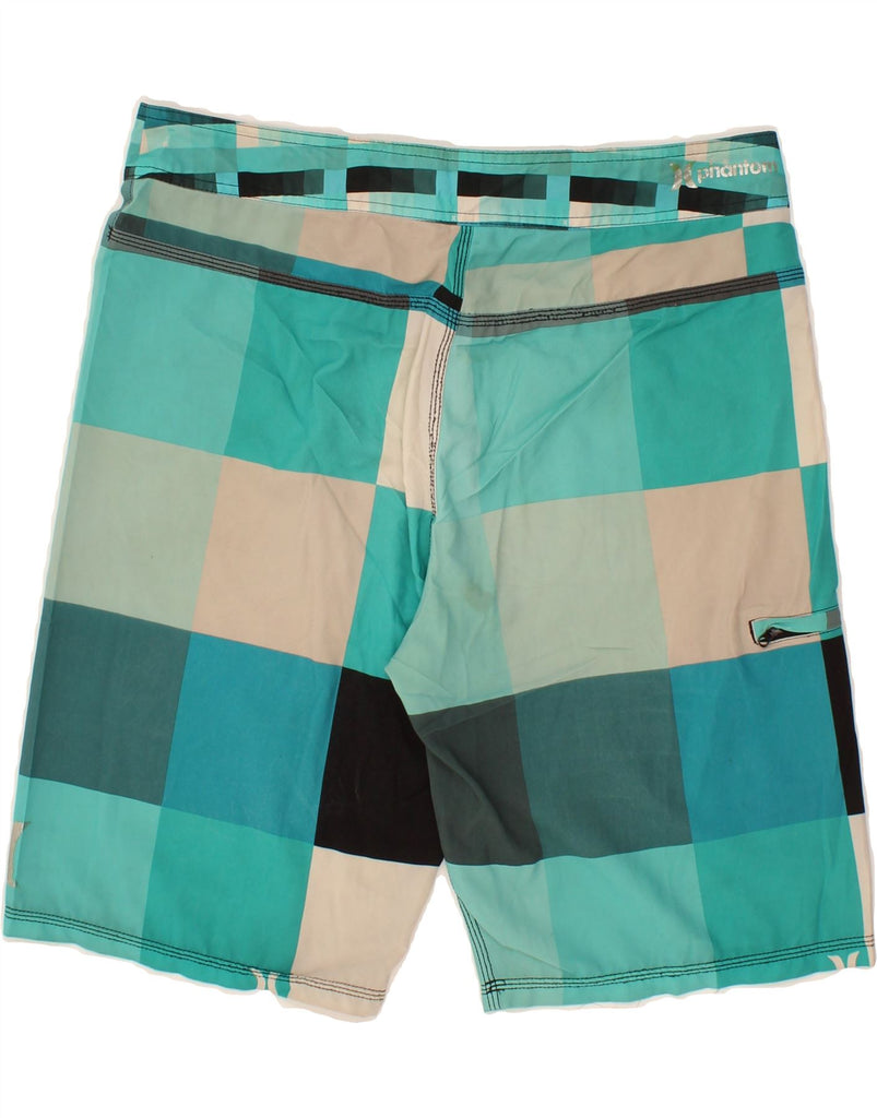 HURLEY Mens Graphic Swimming Shorts Medium  Blue Check Polyester Vintage Hurley and Second-Hand Hurley from Messina Hembry 