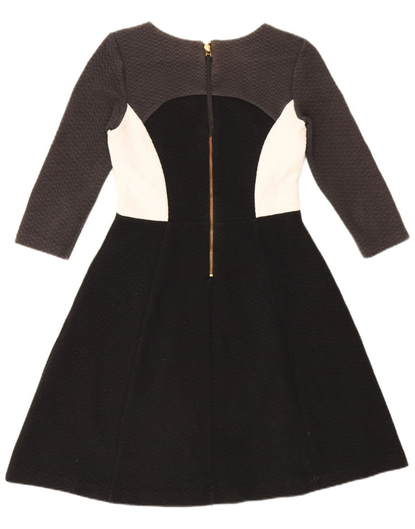 Boden Womens 3/4 Sleeve A-Line Dress UK 10 Small Black Colourblock