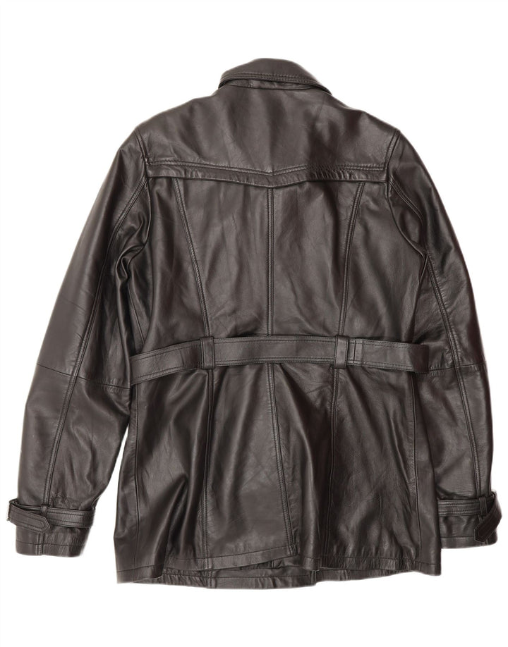 CARRIE HOXTON Womens Double Breasted Jacket UK 18 XL  Black Leather